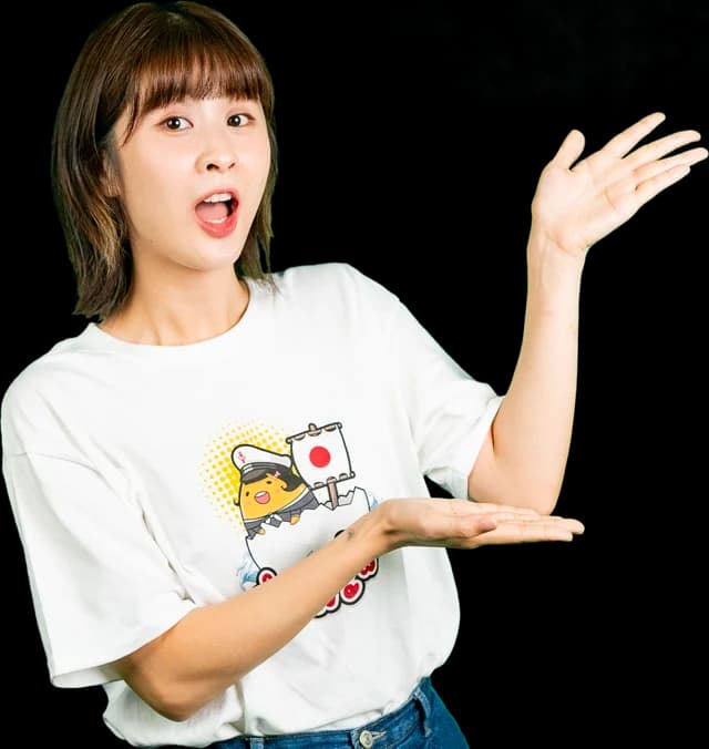 A Tama-Chan admin gesturing to the questions